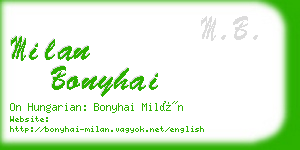 milan bonyhai business card
